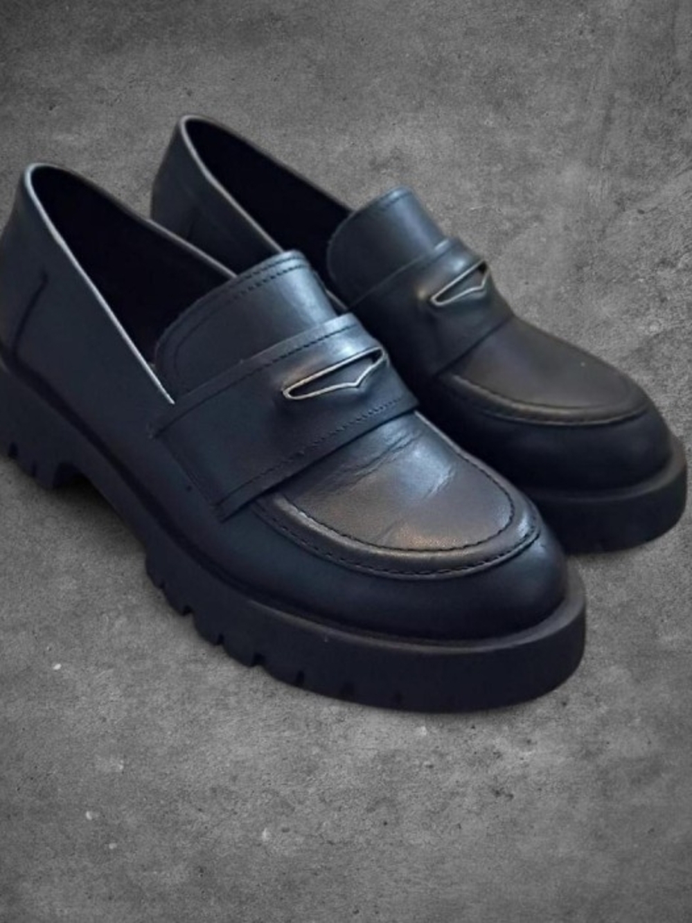 Steve Madden Black Chunky Sole Penny Loafers
